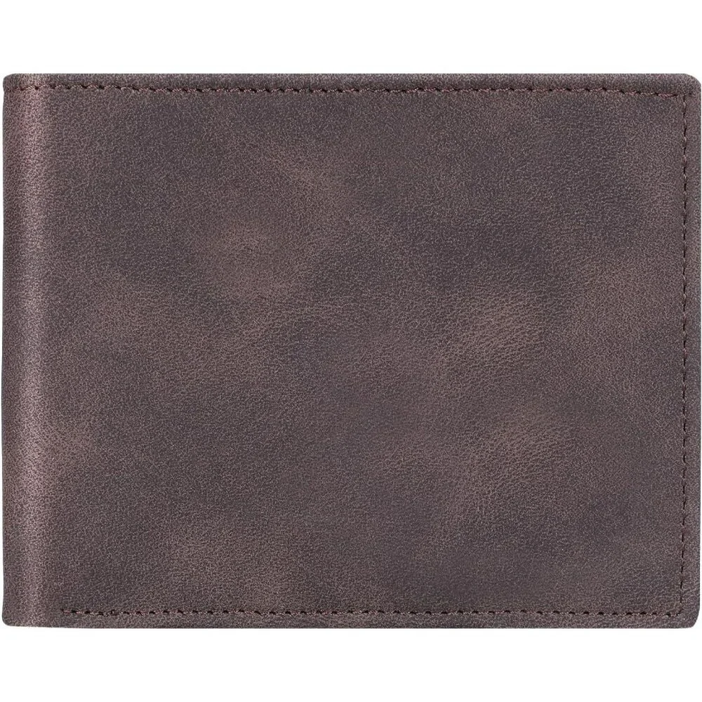 Men's Wallet Card Dark Brown Front Pocket Style Vegan Leather Bifold Designed